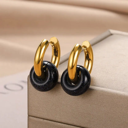 Natural Stone Drop Earrings