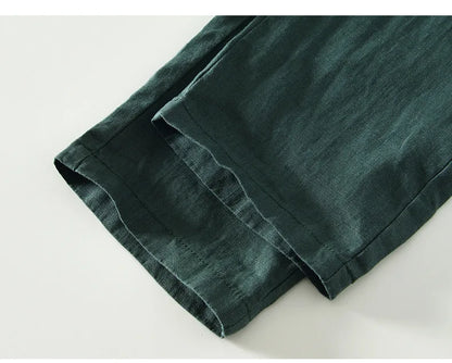 Spring Summer New Pure Color 100% Linen Pants Men Clothing Casual Simple Oversize Trousers B8236