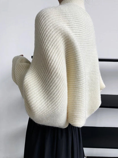 Elegant Gray Knitting Cardigan Sweater Loose Fit