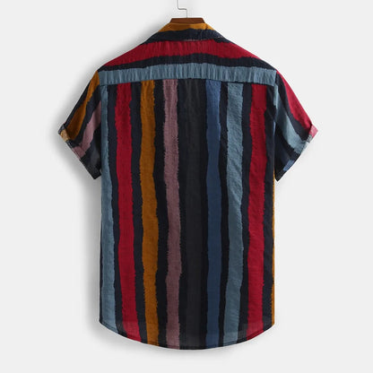 Pocket Hem Short Summer Blouse Shirts For Men 2023 Loose Shirts Lump Sleeve Multi Round Men'S Blouse Hawaiian Summer Clothes