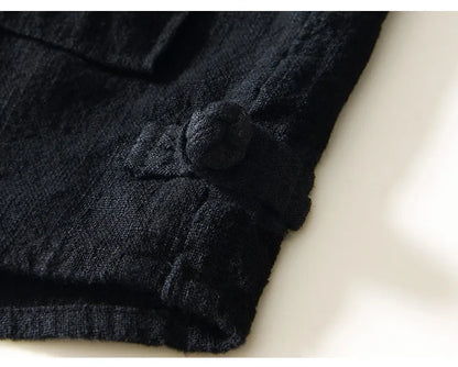 Spring Fall Chinese Style Luxury Good Quality Ramie Shirts For Men Breathable Skin Friendly Long Sleeve Stand Collar Blouse