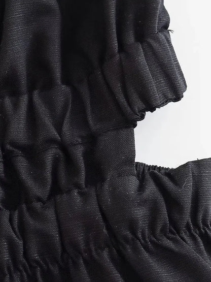 V-neck Waist Hollow A Holiday Dress Fashion Elegant Street Clothing