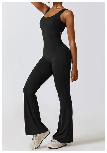 Back V Jumpsuit Gym Set