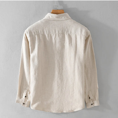 Spring Autumn New Cotton and Linen Casual Long Sleeve Shirts for Men Clothing Solid Color Simple Soft Streetwear