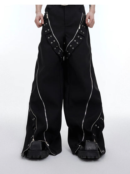 Cool Long Black Flowy Baggy Wide Leg Pants