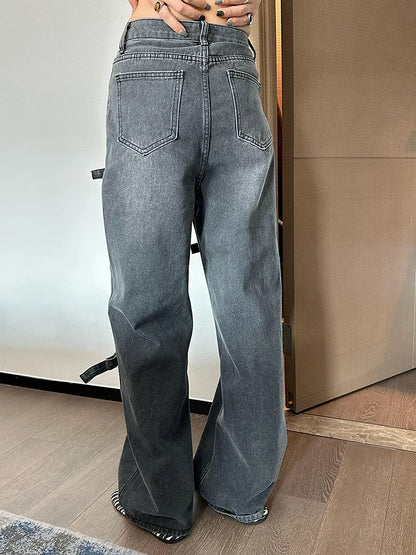 Asymmetric Bow Casual Wide Leg Jeans