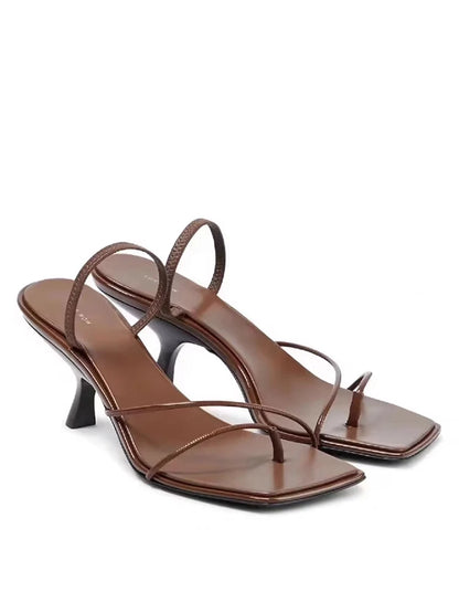 New Leather Retro Square Toe  Sandals