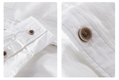 Spring Autumn New Pure Cotton Casual Long Sleeve Shirts for Men Clothing Simple Solid Color Soft Streetwear