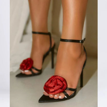 CRYSTAL Flower  Denim Sandals