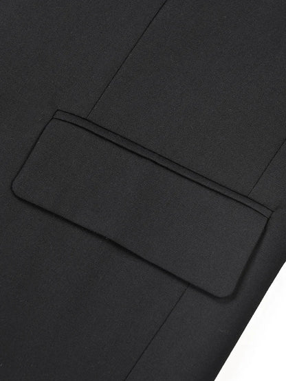Women Black Organza Ruffles Big Size Blazer New Lapel Long Sleeve Loose Fit Jacket Fashion Spring Autumn