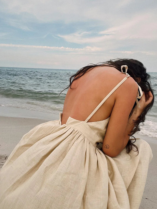 Bornladies Spring Summer Beach Style Women Dress Vintage Loose