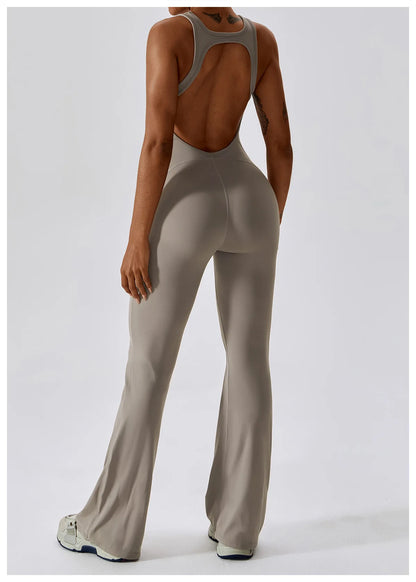 Back V Jumpsuit Gym Set