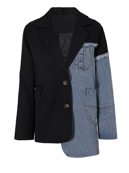 Blue Denim Irregular Casual Blazer