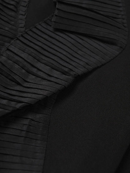 Black Ruffles Elegant Big Size Blazer