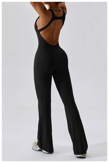 Back V Jumpsuit Gym Set