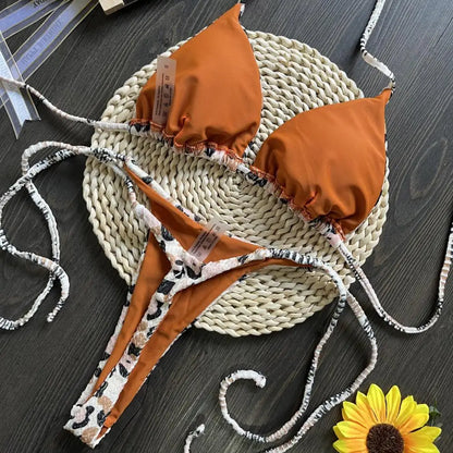 Bikini Set Cherry Print Thong Swimsuit
