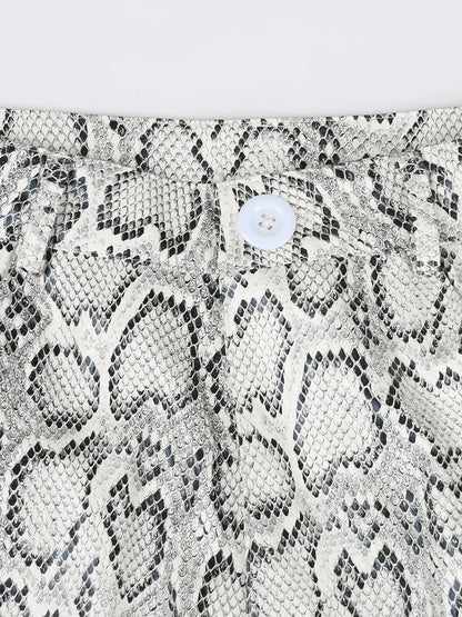 nerazzurri Spring Autumn Long Colorful Snakeskin Print Pu Leather Straight Pants for Men Luxury Designer Clothes 2024 Streetwear