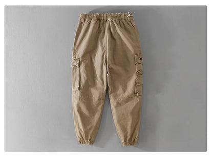 Spring and Autumn New 100% Cotton Retro Cargo Pants Men Clothing Loose Streetwear Jogger Pants Men Trousers