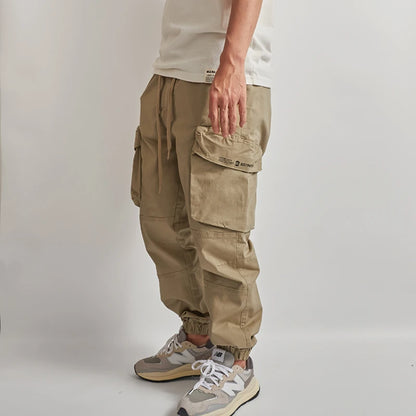 spring and summer new tide vintage military style loose bunched foot casual pants