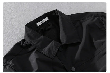 Spring Autumn New Simple Cargo Long Sleeve Jackets for Men Clothing Solid Color Cotton Casual Loose Soft Streetwear