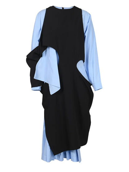 Color-block Big Size Long Dress  Tide Spring Autumn