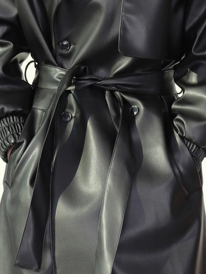 Faux Leather Trench Coat