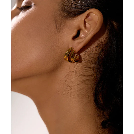 Waterproof Stainless Steel 
 Earrings Gold Plated