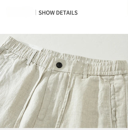 New 100% Linen Casual Pants Men Clothing Thin Straight Breathable Oversize Men Trousers C1606
