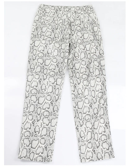 nerazzurri Spring Autumn Long Colorful Snakeskin Print Pu Leather Straight Pants for Men Luxury Designer Clothes 2024 Streetwear