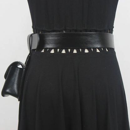 Pu Leather Mini-bag Metal Buckle Long Wide Belt