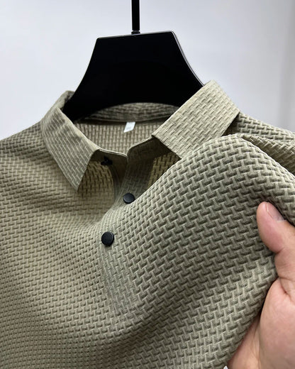 Silk Polo Shirts Breathable Solid Stretch  Golf Wear