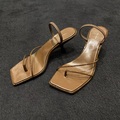 New Leather Retro Square Toe  Sandals