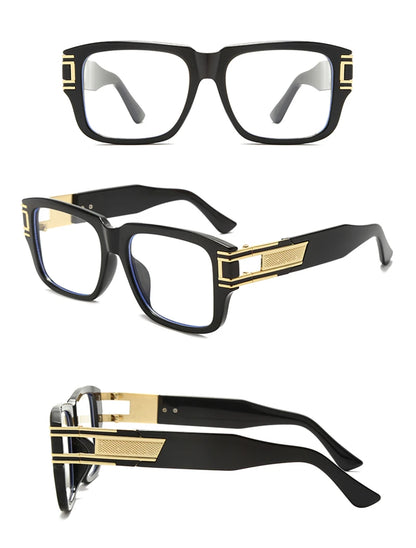 metal square glasses frame fashion male black