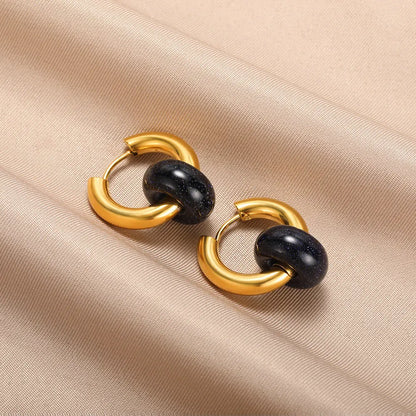 Natural Stone Drop Earrings
