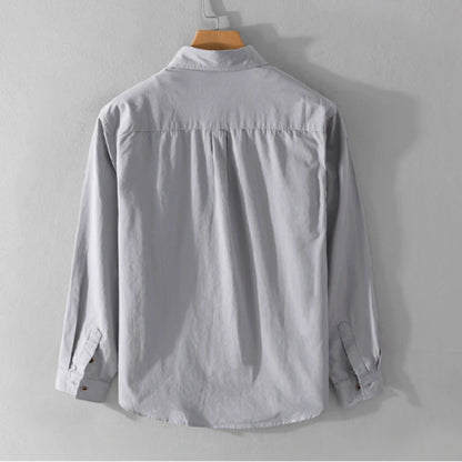 Spring Autumn New Pure Cotton Casual Long Sleeve Shirts for Men Clothing Simple Solid Color Soft Streetwear