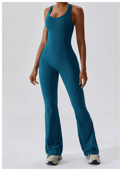 Back V Jumpsuit Gym Set