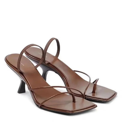 New Leather Retro Square Toe  Sandals