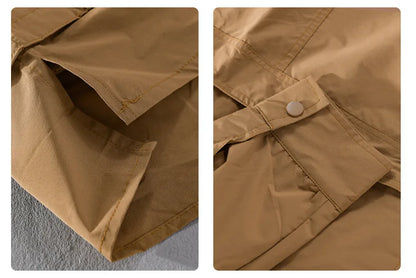 Spring Autumn New Simple Cargo Long Sleeve Jackets for Men Clothing Solid Color Cotton Casual Loose Soft Streetwear