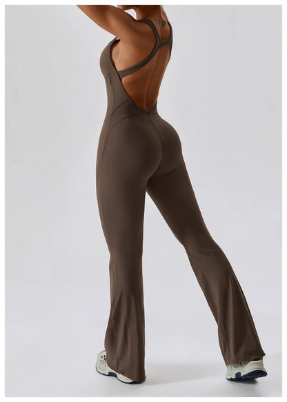 Back V Jumpsuit Gym Set
