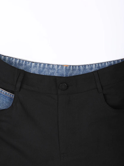 Color-block Long Casual Wide Leg Jeans New Women Trousers Fashion Tide