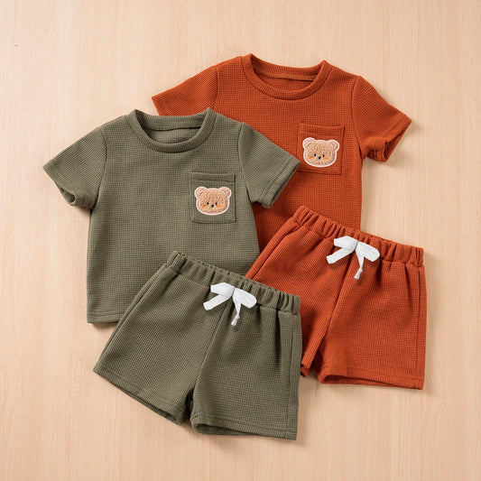 Two Piece Bear Pocket Casual Set