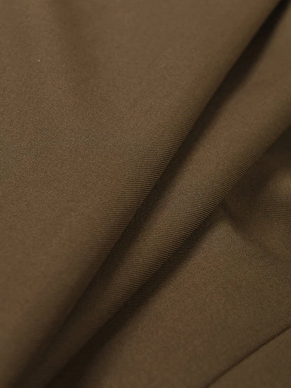 Brown Pocket Belted Blazer Women Big Size