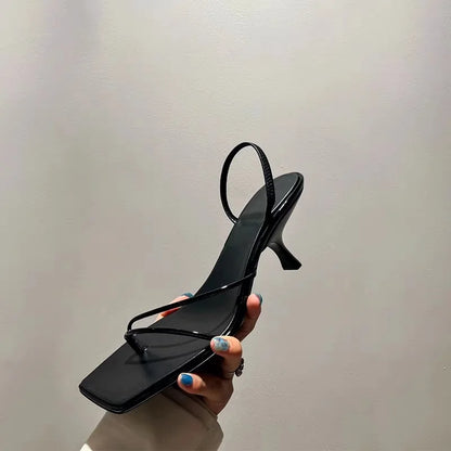 New Leather Retro Square Toe  Sandals