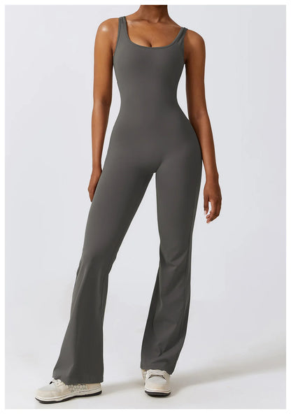 Back V Jumpsuit Gym Set
