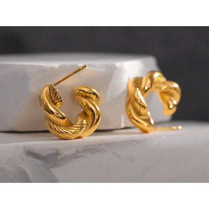 Stainless Steel  Twisted 
 Earrings Gold Plated