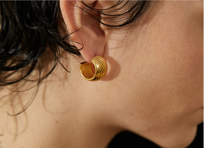 Stainless Steel Hoop Earrings 
Minimalist Vintage