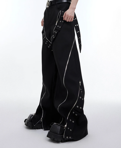 Cool Long Black Flowy Baggy Wide Leg Pants