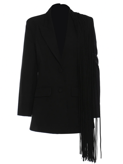 Tassels Irregular Casual Blazer New Lapel Long Sleeve Loose Fit Jacket Fashion Spring Autumn
