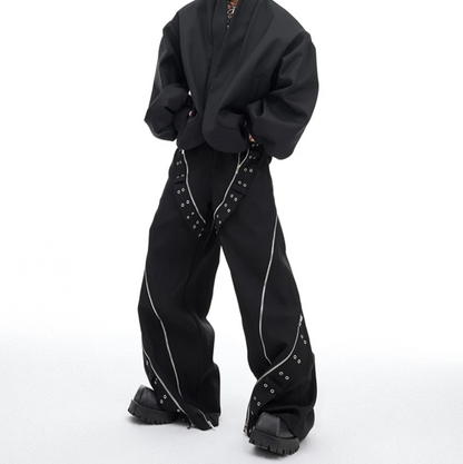 Cool Long Black Flowy Baggy Wide Leg Pants