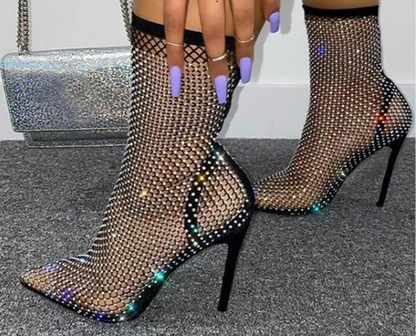Bling Bling Rhinestone Mesh Pointed toe Sandals
